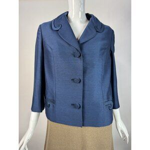 Vintage Charley Chang 60s Tailored Womens Blue Jacket W/ Decorative Buttons & Co